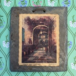 Vintage New Orleans Spanish Arms Courtyard Art French Quarter Slate Roof Tile